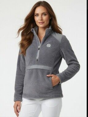 Zero Restriction Fleece Jacket Women's Gray Full Zip Golf Outerwear (SIZE:Small)